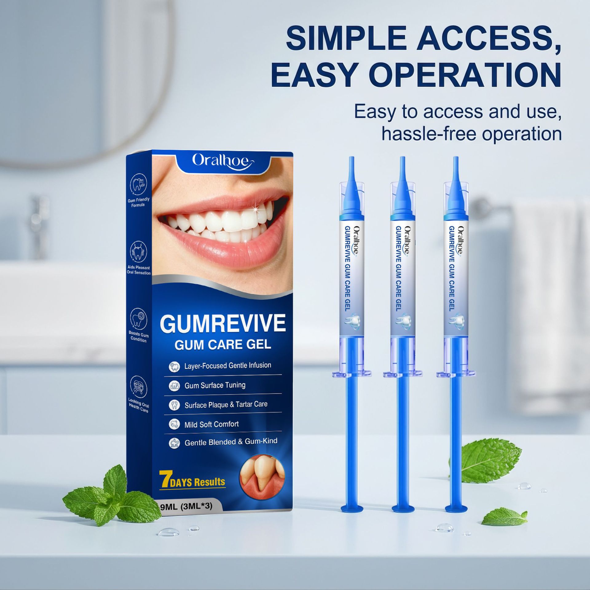 Teeth Whitening Gel Syringes - Gel Perawatan Gusi 3Pcs 9ml, Aplikator
